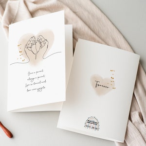 Kaart voor het verlies van je baby, kaart voor altijd een ouder, genderneutraal, kaart Thinking of You, kaart voor handen en babyvoeten, digitale download.