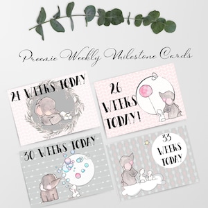 Cartes d'étape hebdomadaire Micro prématuré, cartes photo accessoire USIN, cartes accessoire jalon fille, fichier numérique uniquement, téléchargement immédiat