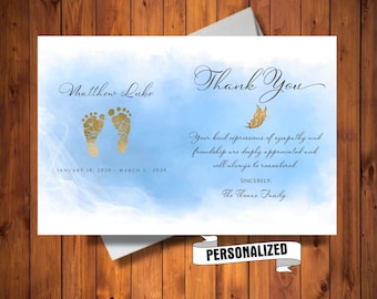 Infant Loss Memorial Thank You Card, Infant Funeral Thank You Card, Personalized Thank You Card for Infant, DIGITAL FILE