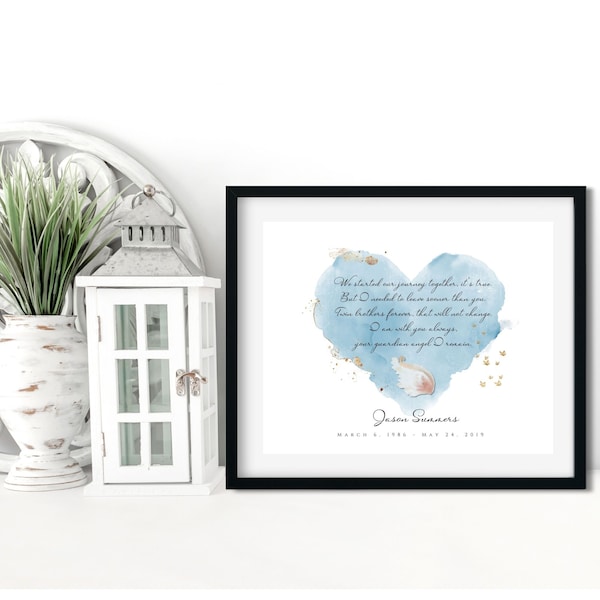 PERSONALIZED Loss of Twin Brother Memorial Keepsake Print, Twin Brother Stillbirth, Poem Print, Loss of twin, Keepsake, DIGITAL FILE Only