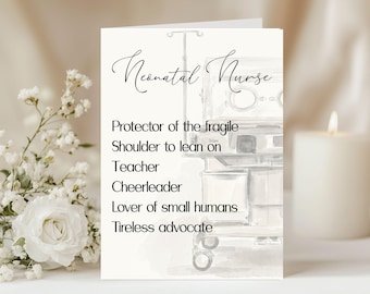 NICU Nurse Card, Thank You To Nurse Card, Preceptor Thank You Card, Preemie Nurse Card, Nurse's Week, Instant Download Digital File