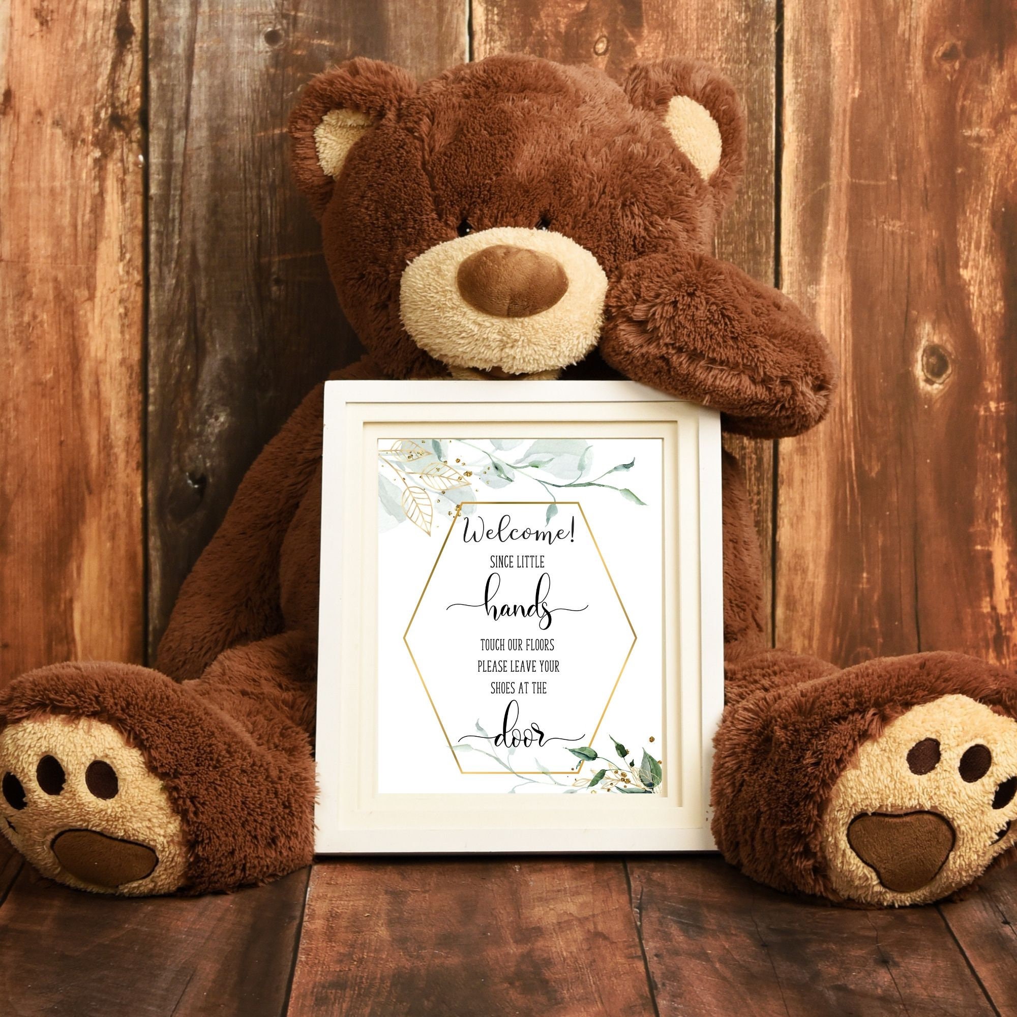 Since Little Hands Touch Our Floor Sign With Green and Gold | Etsy