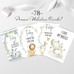78 cartes Safari pour les enfants prématurés pour garçon, cadeau pour les parents prématurés, cartes photo accessoire pour l'USIN, étapes importantes pour les petits prématurés, téléchargement immédiat, SAF