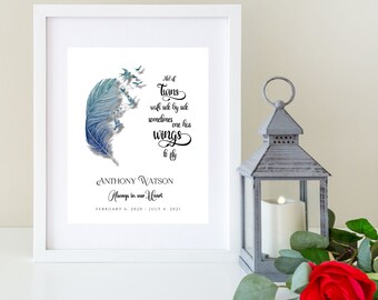 Loss of Twin Print,PERSONALIZED Loss of Twin Memorial Print, Feather Print Wings Were Ready, Funeral Home Print, Sympathy Gift, DIGITAL FILE