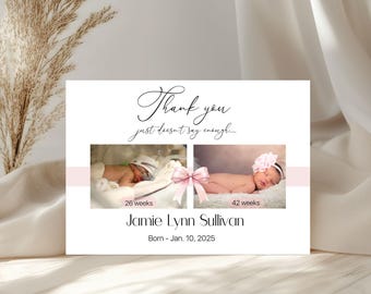 Spersonalizowana kartka z podziękowaniami ze zdjęciem dziecka, kartka z podziękowaniami z oddziału intensywnej terapii noworodków, kartka z podziękowaniami z okazji baby shower, spersonalizowana kartka z podziękowaniami ze zdjęciem dziecka, plik cyfrowy