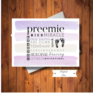 Preemie Baby Karte, Herzlichen Glückwunsch neue Baby Karte, U-Bahn Karte, Preemie Helden Karte, Preemie Awareness Karte, Instant Download