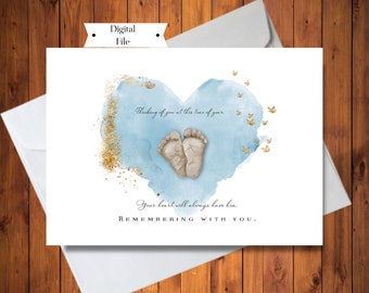 Thinking of You On This Day Card, Loss of Baby Boy, Grief Card, Anniversary of Loss Card, Sympathy Card, Digital File, Instant Download