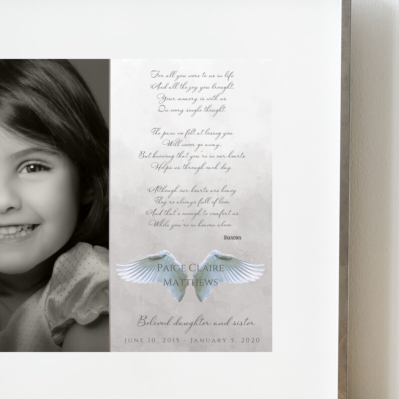 PERSONALIZED Loss of Child Memorial Keepsake Print Loss of Etsy