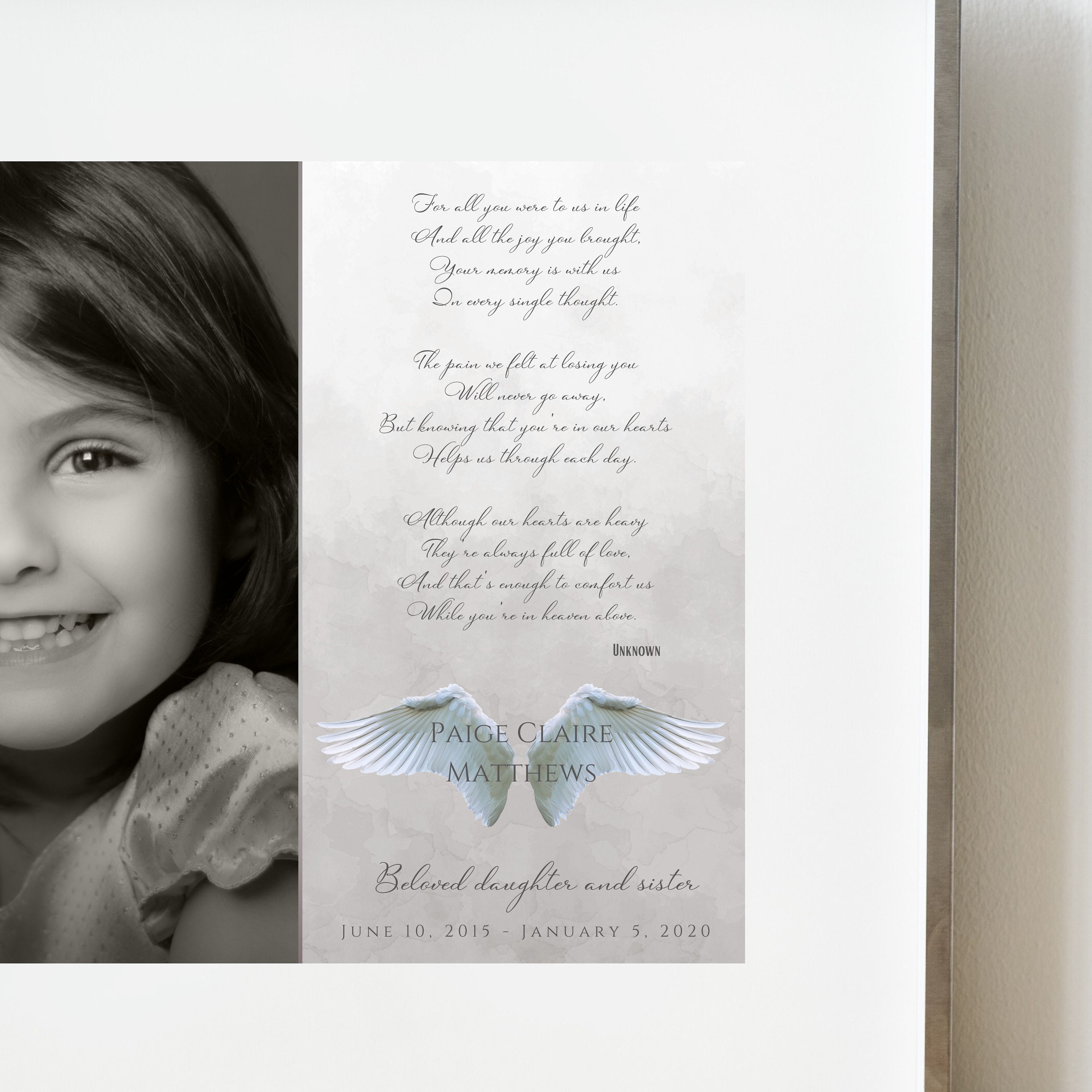 PERSONALIZED Loss of Child Memorial Keepsake Print Loss of Etsy