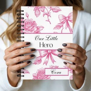 Personalized Preemie NICU Parent Journal, Bedside Notebook, Little Hero Journey Pink