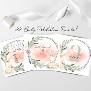 Cartes d’étape pour bébés, jalons de la première année, aquarelle et cartes imprimables pour nouveau-nés, cartes d’accessoires photo, téléchargement instantané