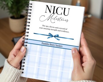 Diario personalizado de hitos del bebé en la UCIN, recuerdo personalizado, cuaderno para el viaje del bebé prematuro, notas para la mesita de noche, regalo para bebé, niño o niña.