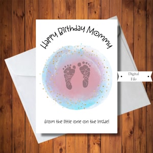 Cartão de aniversário para uma futura mamãe, cartão de aniversário fofo para a mãe da barriga de grávida, menino ou menina, arquivo digital, download instantâneo