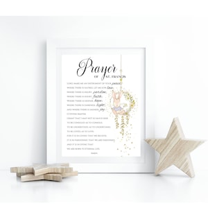 Prayer of St. Francis Nursery Print With Animal, ST. Francis of Assisi Print, Children&#39;s Room Print, Printable, Wall Art, INSTANT DOWNLOAD