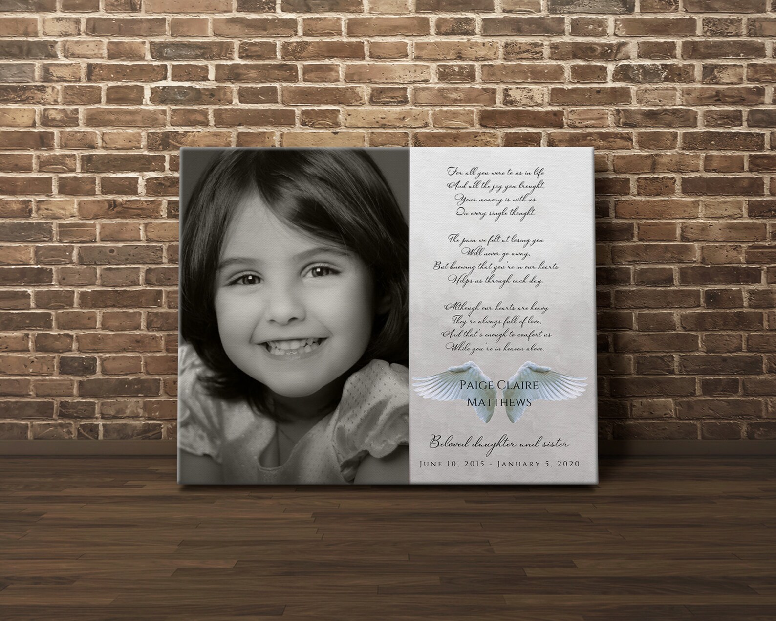 PERSONALIZED Loss of Child Memorial Keepsake Canvas Print Etsy