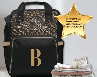 Personalized Gender Neutral Cheetah Print Diaper Bag, Animal Skin Look Custom Name Kids Backpack, Nappy Bag, Baby Bag,Toddler Backpack