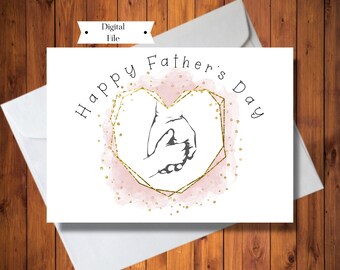 Father's Day Card from Child or Baby, Pink Watercolour Father's Day Card, Digital File, Instant Download