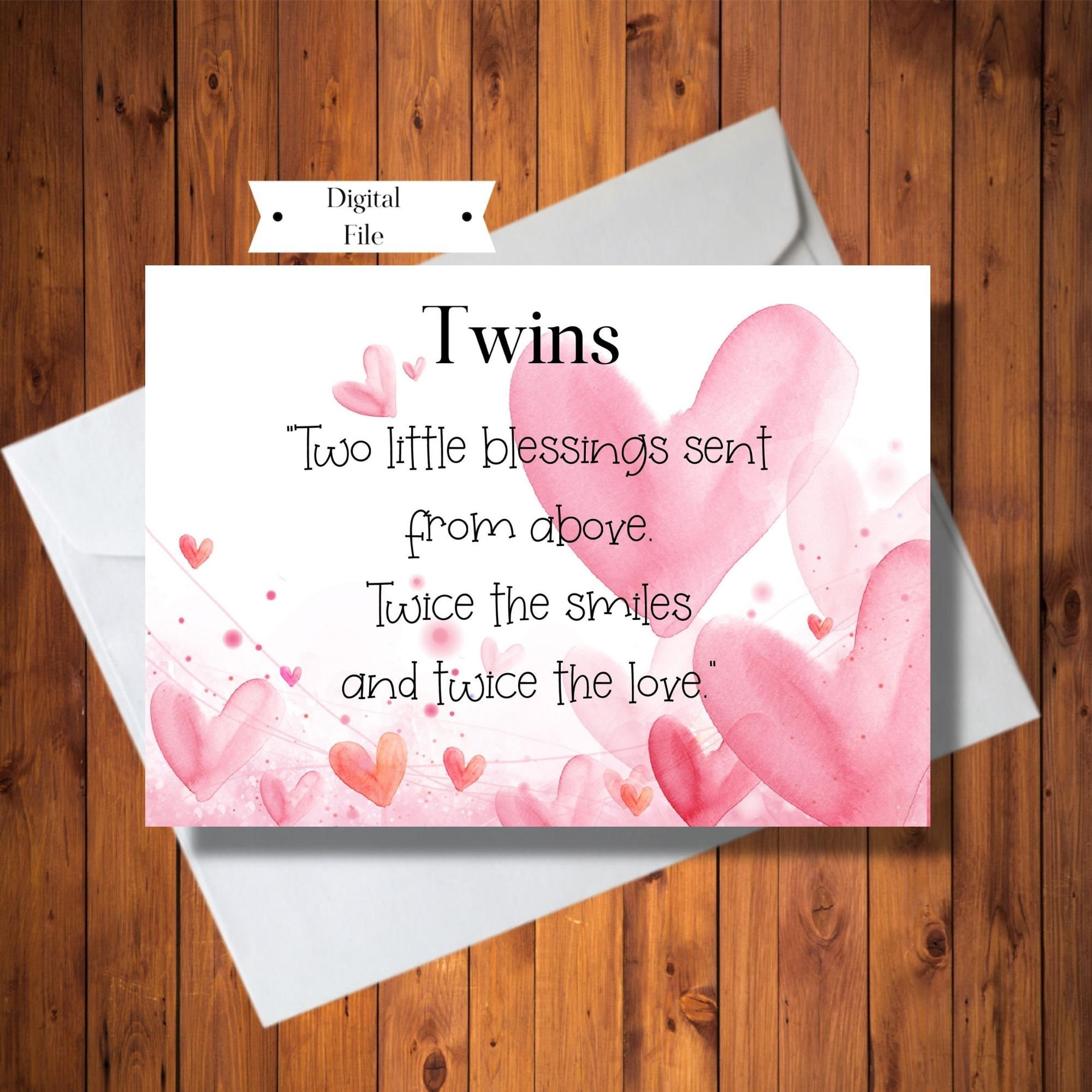 Card for Twins Congratulations for Twins Card Baby Shower Etsy