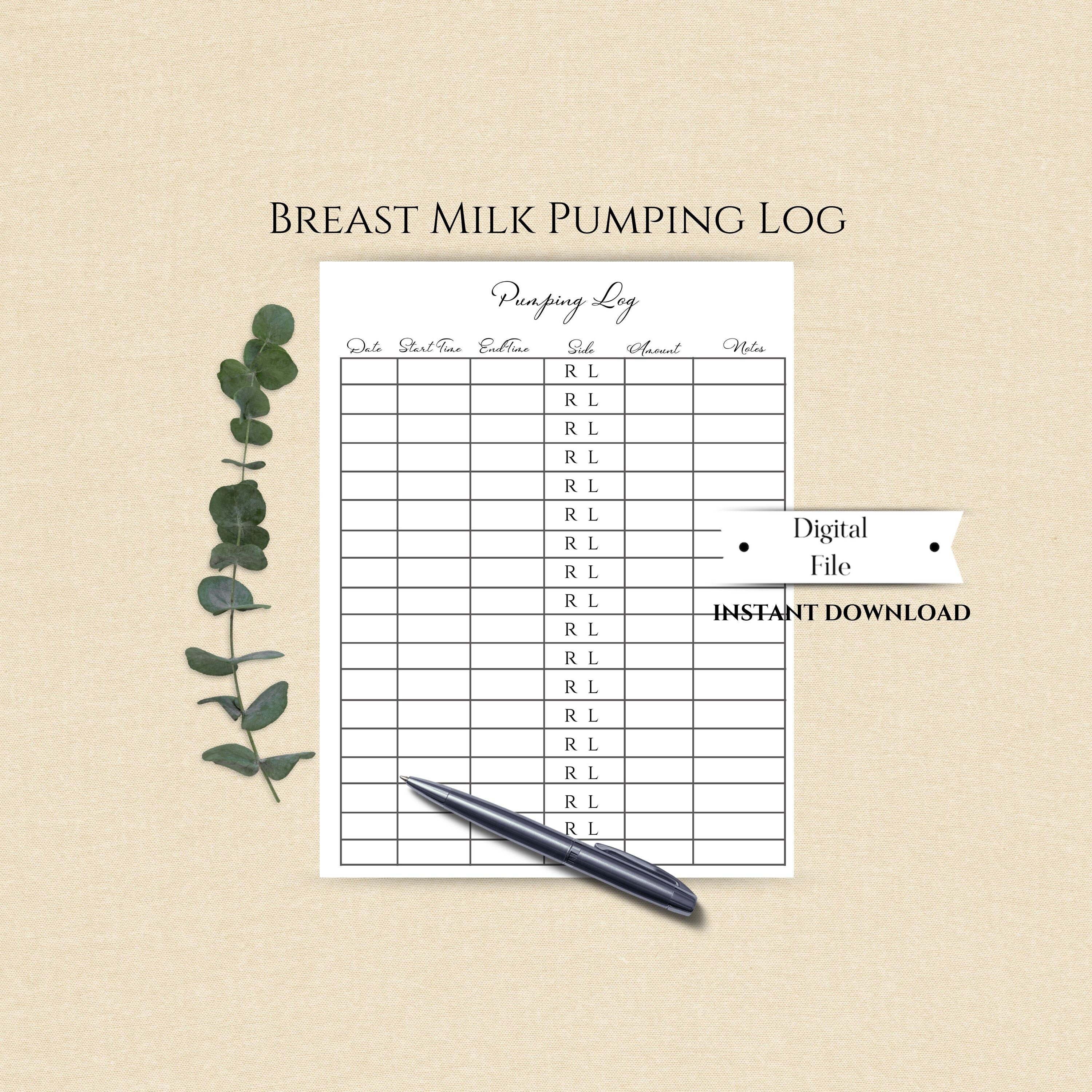 Breast Pumping Tracker Pumping Log Pumping Printable - Etsy UK