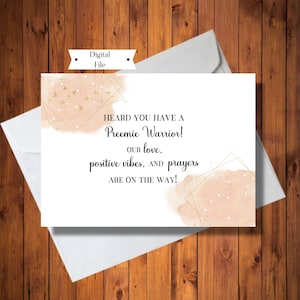 Tarjeta de felicitaciones para padres de bebés prematuros, tarjeta de guerreros prematuros, tarjeta de la UCIN, tarjeta de aliento, tarjeta de "Pensando en ti", descarga INSTANTÁNEA