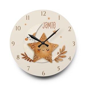 Personalized Boho Baby Celestial Clock, Custom Name Star and Moon Nursery Clock, Gender Neutral Baby Gift
