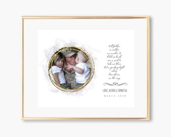 Personalized Photo Gift For Dad from a Son and Daughter, Birthday Gift, Customized Watercolour Print, DIGITAL FILE