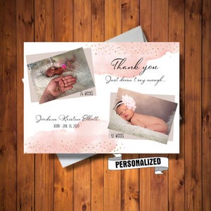 Tarjeta de agradecimiento con foto de bebé personalizada, tarjeta de agradecimiento de la UCIN, tarjeta de agradecimiento para baby shower, tarjeta de agradecimiento con foto de bebé personalizada, archivo DIGITAL