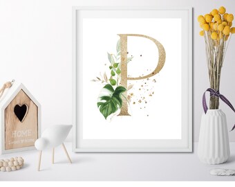 Custom Watercolour Initial and Name Print For Girls Room, Initial Monogram Printable, Nursery Print, Baby Shower Gift,  DIGITAL FILE