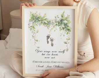 Infant Loss Print, Personalized Infant Footprint Printable, Funeral Home Print, Your Wings Were Ready Sympathy Gift, DIGITAL