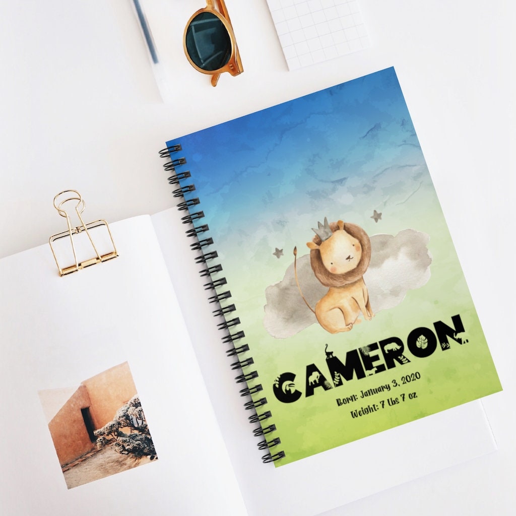 Personalized Safari Theme Baby Journal Custom Baby Boy Lined Etsy