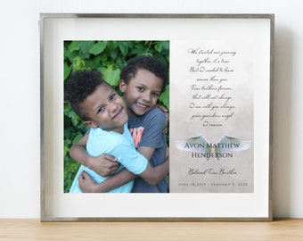 PERSONALIZED Loss of Twin Brother Memorial Keepsake Print, Loss of Twin Brother Photo Print, Guardian Angel Poem Print,  DIGITAL FILE Only