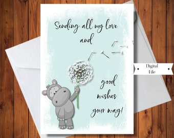 Dandelion Wishes Card, Encouragement Card, Thinking of You Card, IVF Card, Good Wishes Card, Digital File, Instant Download