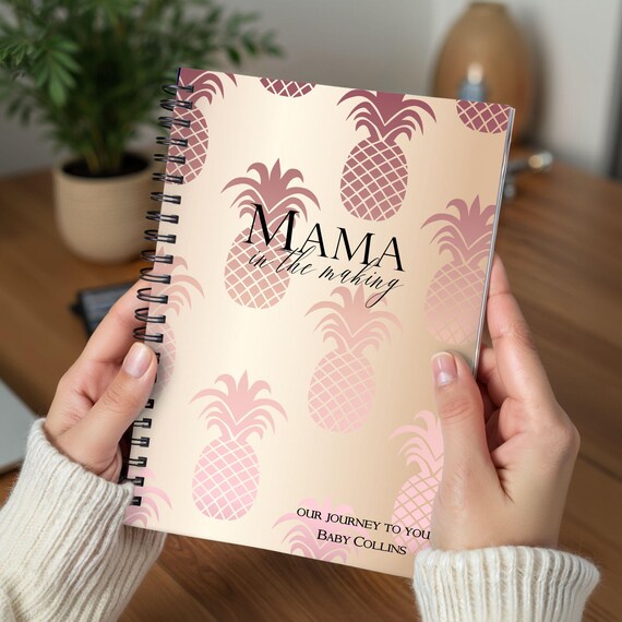 Personalized IVF Journal, Rose Gold Pineapple Journal, Mama in the Making, Our Journey to you, Pregnancy Journey Spiral Notebook