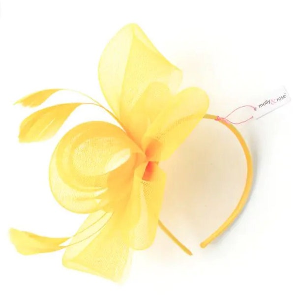 Yellow Fascinator on Alice band , Ascot Fascinator, wedding, Races, Ladies day, bridal party