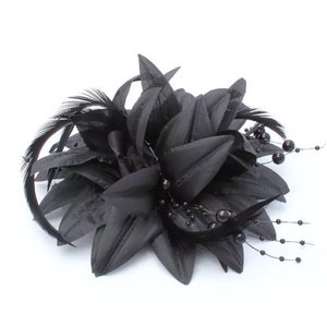 Black Fascinator, small Fascinator, Ascot, Races, Kentucky Derby, flower Fascinator, funeral hat, Cocktail party