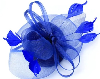 Royal Blue Fascinator on Alice band, Boda, Ascot, día de las damas, Carreras, sombrero Kentucky Derby, Blue Fascinator, sombrero de boda de playa, sombrero de boda