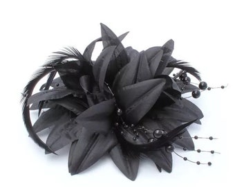 Black Fascinator, small Fascinator, Ascot, Races, Kentucky Derby, flower Fascinator, funeral hat, Cocktail party