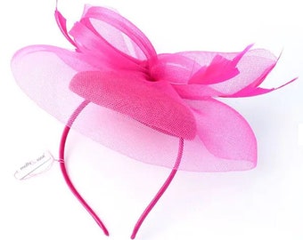 Fuchsia pink fascinator with feathers, Kentucky derby, wedding, Ascot Hat, Ladies day, Races hat, grooms mother, Mother of the bride