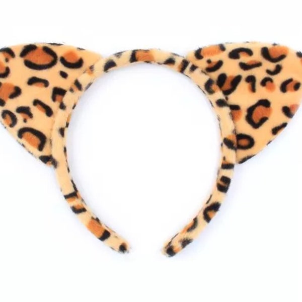 Leopard print ears headband dress up and play world book day fancy dress Costume ears