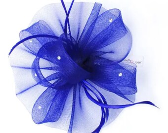 Blue Net Fascinator On A Clip,Kentucky  Derby Hat,Ascot, Ladies day,Beach wedding Fascinator, Grooms mother hat brides mother Hat