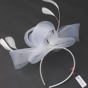 White fascinator on an Alice band, wedding, Ladies day, races, white party, Kentucky derby white hat Ascot Fascinator