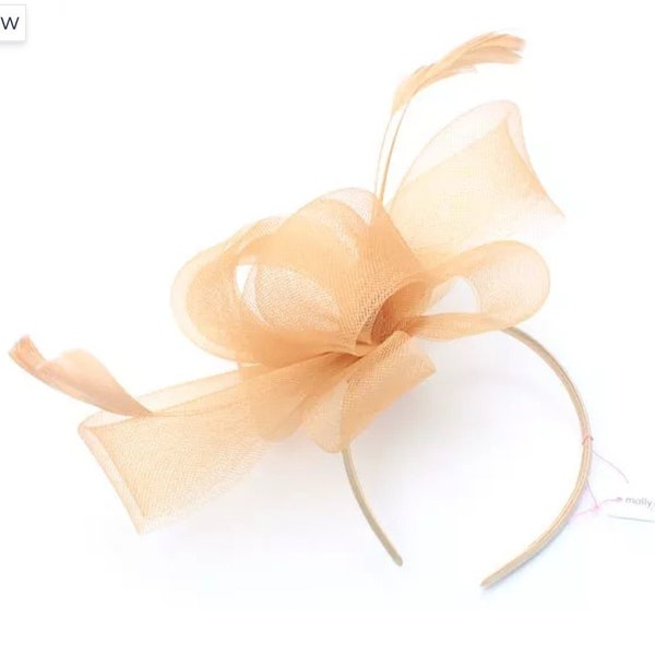 Gold Fascinator on Alice band, wedding, Kentucky derby, ladies day, races