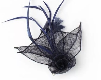 Navy fascinator, wedding fascinator, cocktail hat, ladies hair clip, wedding hair piece, church hats, formal hat, navy hats, race day hat