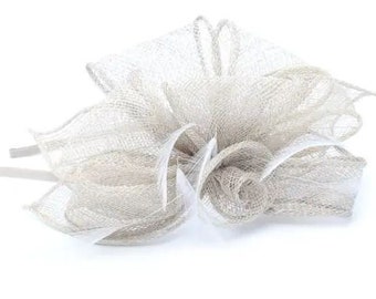 Silver grey fascinator on a satin fabric Alice band, wedding, Races Day, Ladies Day