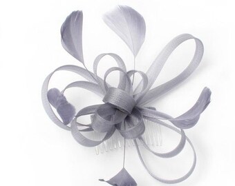 Silver Fascinator  looped fascinator on a side comb.