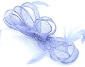 Gran fascinador de plumas azules, fascinador de bodas, fascinador de flores azules, sombrero de iglesia azul, fascinador nupcial, tocador de boda, fascinador