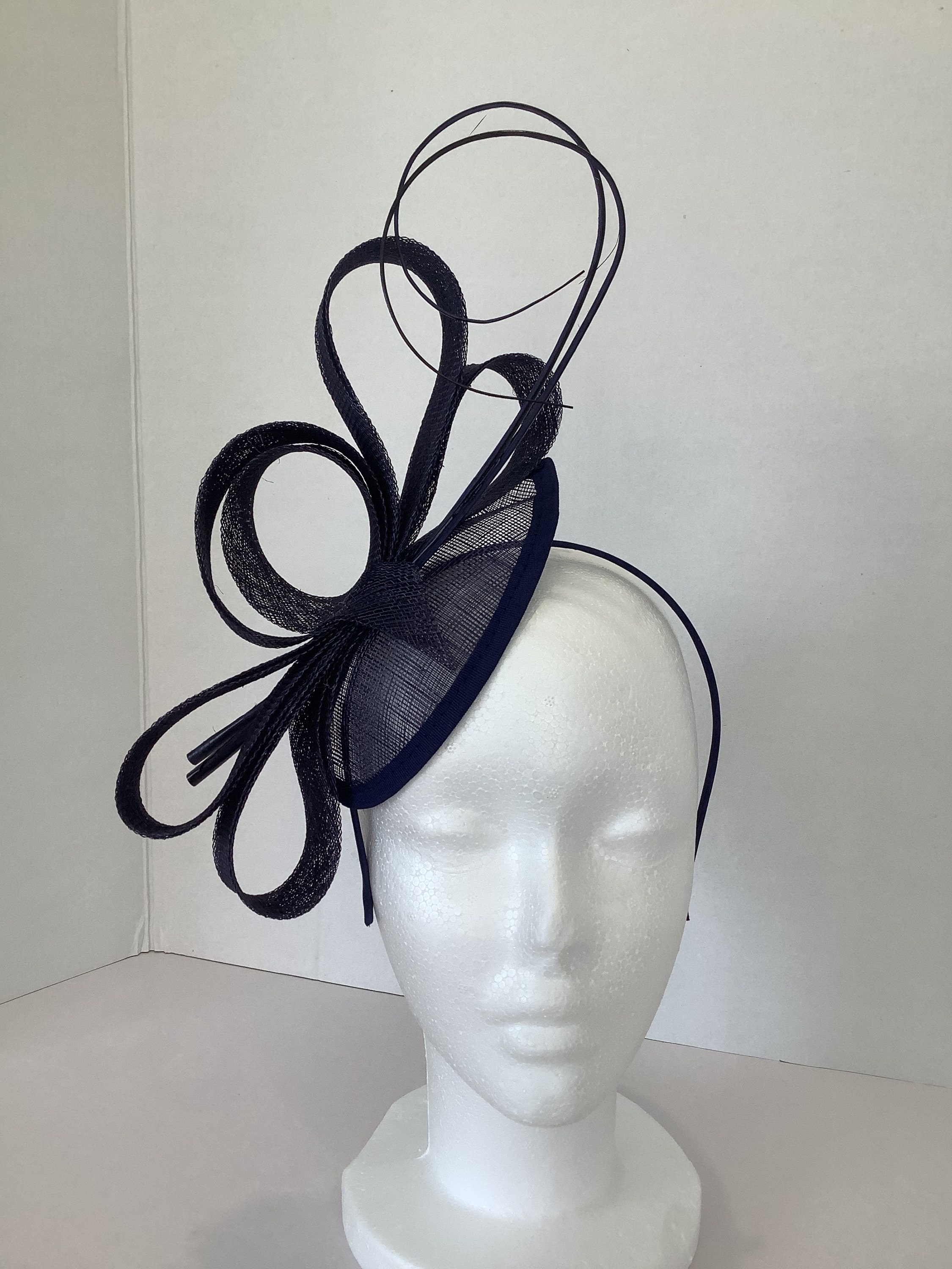 Large Navy Fascinator Wedding Fascinator Wedding Hat Navy Etsy UK
