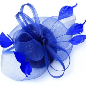 Royal Blue Fascinator op Alice band, Bruiloft, Ascot, ladies day, Races, Kentucky Derby hoed, Blue Fascinator, strand trouwhoed, Trouwhoed afbeelding 10