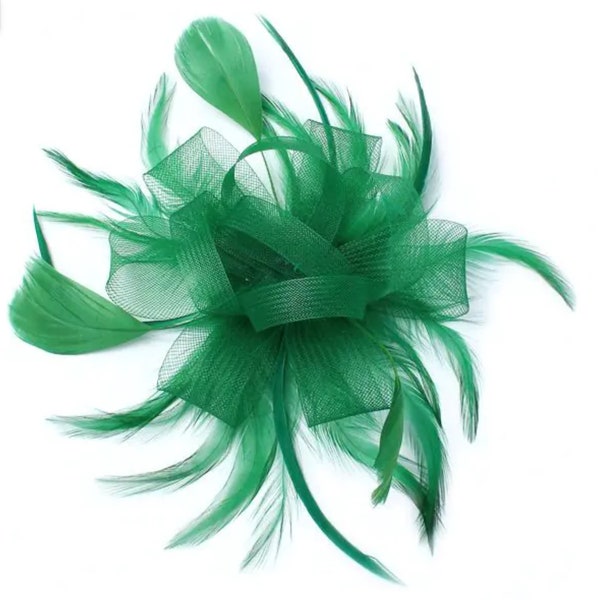 Forest Green  fascinator on clear comb, wedding Fascinator, Kentucky derby, Ascot, Ladies day, Races, Wedding hat, Beach wedding, Green hat