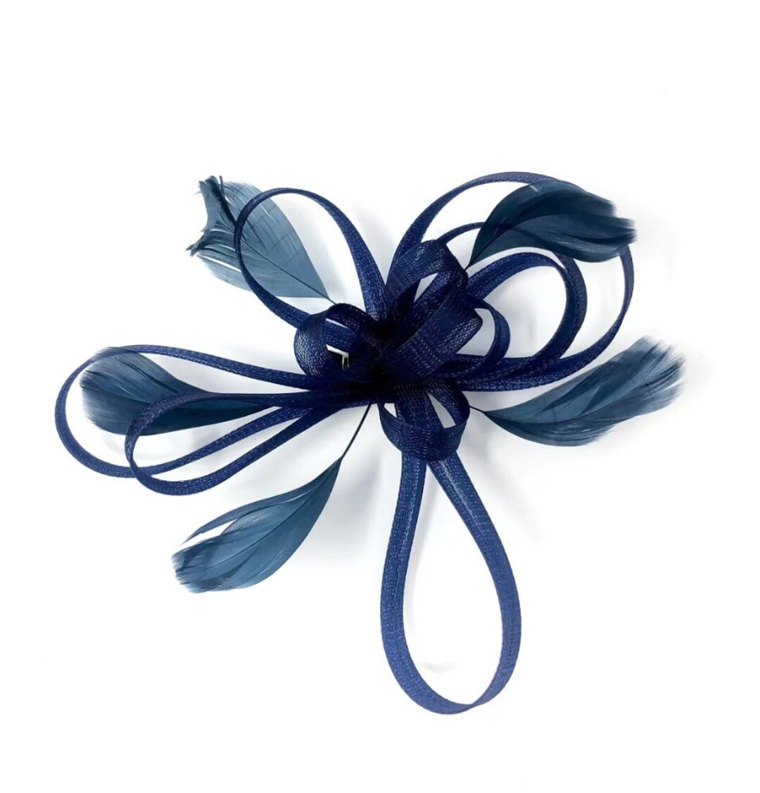 Navy Blue Fascinator With Clear Comb Wedding Fascinator Etsy